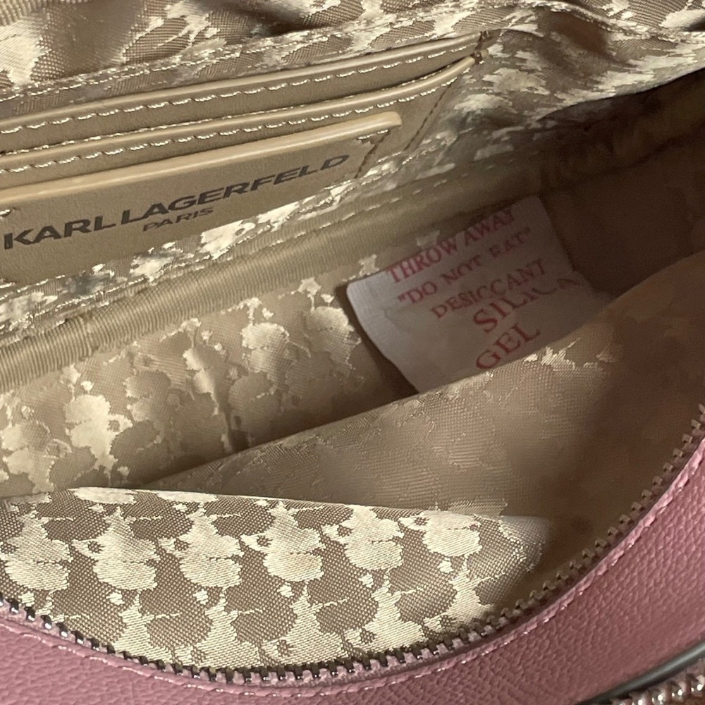 NEW Karl Lagerfeld Maybelle Pink Leather Camera Crossbody Bag Pouch Color Strap - Picture 13 of 17